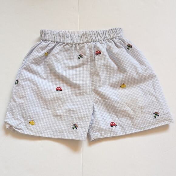 Zuccini Shorts Boys Sz 3T Blue Gingham Embroidered Boutique Cars - Picture 1 of 4